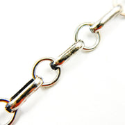 Oxidized Sterling Silver Oval and Round Cable Link Chain
